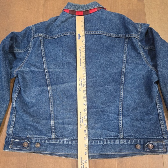 VTG 80s LEVI'S 71411 0816 Buffalo Plaid Lined Denim 48L Trucker Jacket USA - Picture 14 of 16